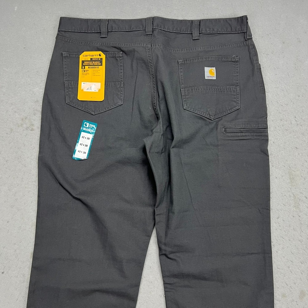Carhartt Rugged Flex Relaxed Fit Canvas 5-Pocket Work Pants 42x30 Grey BN2517-M